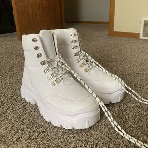 platform white boots
